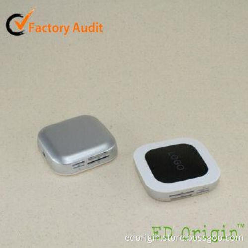 Mini USB Hub Card Reader Combo with 2-port USB Hub and 4-port Card Reader, Logo by Laser Engraving